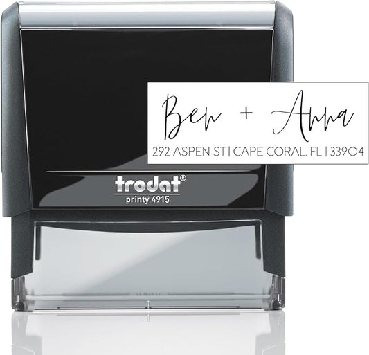 Self Inking Modern Address Stamps | Custom Return Address Stamper (Modern Brush Script, Xtra Large)