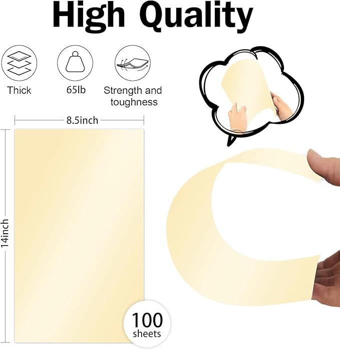 Cream Shimmer Cardstock Legal Paper 8.5x14, Goefun Light Gold Pearlescent Thick Cardstock 100 Pack, Heavy Weight Paper 65lb for Crafts, Drawing, Posters, Menus, Covers, Long Forms