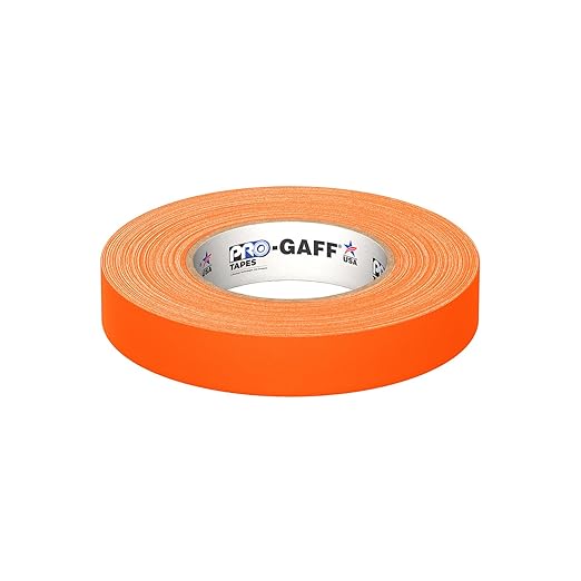 1" Width ProTapes Pro Gaff Premium Matte Cloth Gaffer's Tape With Rubber Adhesive, 50 yds Length x, Fluorescent Orange (Pack of 1)