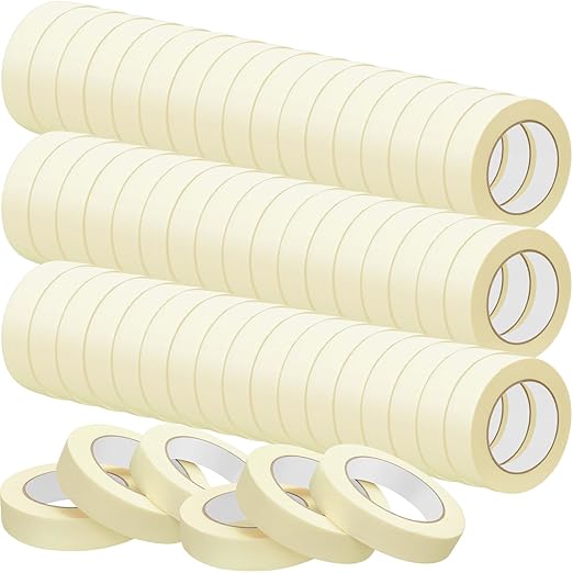 Fainne Masking Tape Bulk General Purpose Masking Painting Tape 55 Yards for Painting Home Office School Stationery Arts Crafts Basic Use, Easy Removal(72 Rolls,1 Inch)