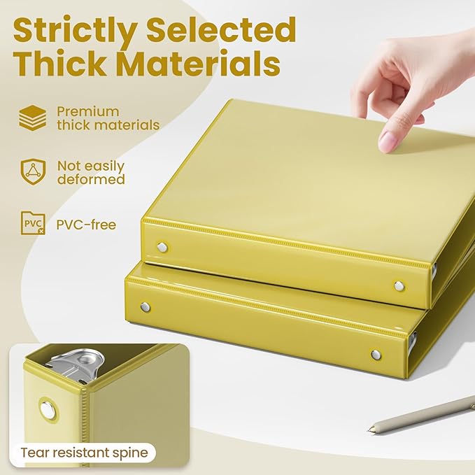 SUNEE 3 Ring Binder 1 Inch 1 Pack, Clear View Binder Three Ring PVC-Free (Fit 8.5x11 Inches) for School or Office Supplies, Yellow