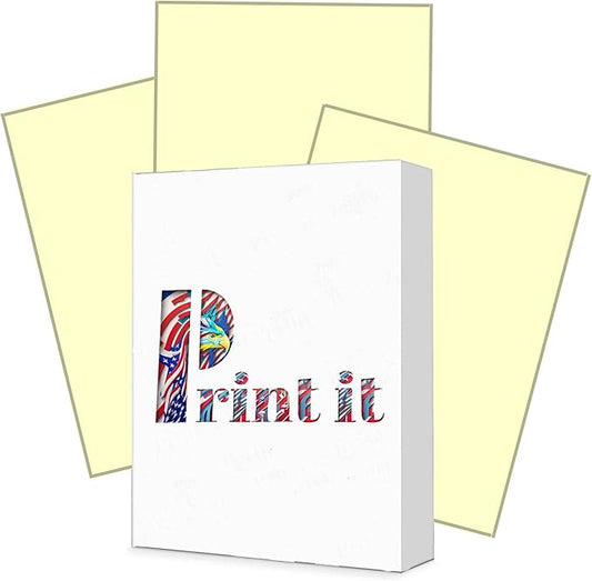 Print It - Vellum Bristol Colored Cardstock Cover Paper, 67 Lb, 8.5" X 11”, Heavyweight Colored Cardstock for Crafts, School, Invitations, And Office Use - Decoration Drawing 250/Case-Cream