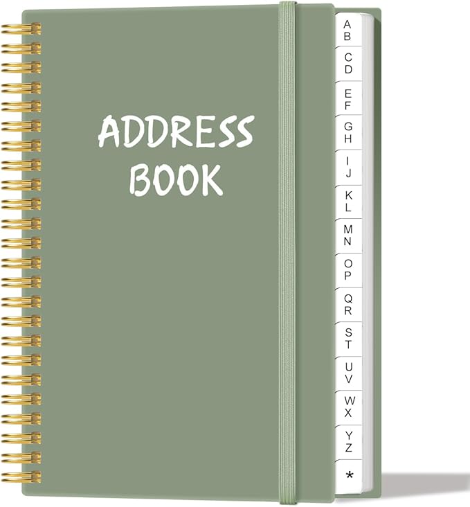 Address Book with Alphabetical Tabs - Telephone & Address Book with Address Contacts, Special Date, Phone, Birthday & Internet Login Password for Home and Office, 4.3" x 6.2", Green