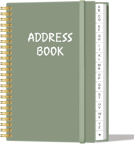 Address Book with Alphabetical Tabs - Telephone & Address Book with Address Contacts, Special Date, Phone, Birthday & Internet Login Password for Home and Office, 4.3" x 6.2", Green