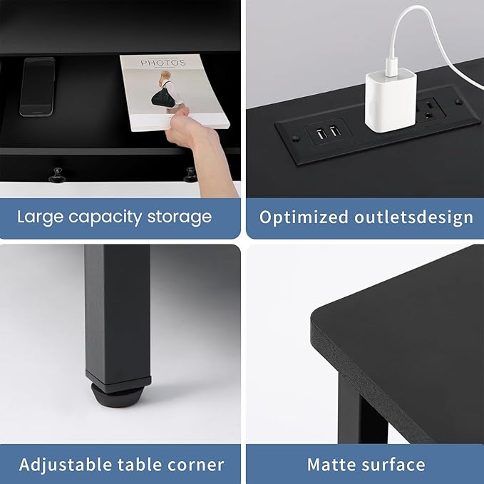Edbuosy 3 Wooden Drawers Night Stand, 27 Inch Wide Nightstand with Charging Station and Adjustable Drawers, Small Dresser for Closet, Bedside Table for Living Room/Bedroom/Office