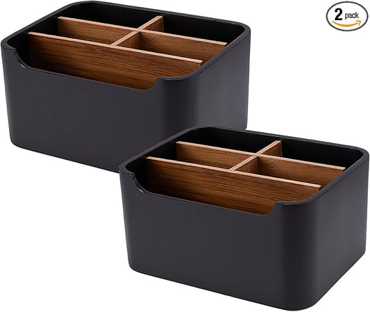 SZYRL Stylish Desk Organizers and Remote Control Holders in Black, Pen Phone Holder Organizer, Multi-Purpose Caddy Storage Accessories for Office Desktop Coffee Table Bedside Nightstand