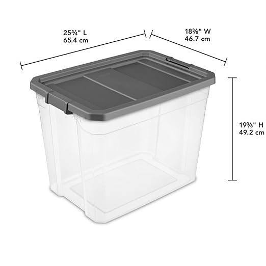Sterilite 12-Pack Modular Stacker Box, Durable Clear Plastic Storage Bins with Latching Lids, 108 Quart - Stackable Organizing Container Boxes for Closet, Bathroom, and Office