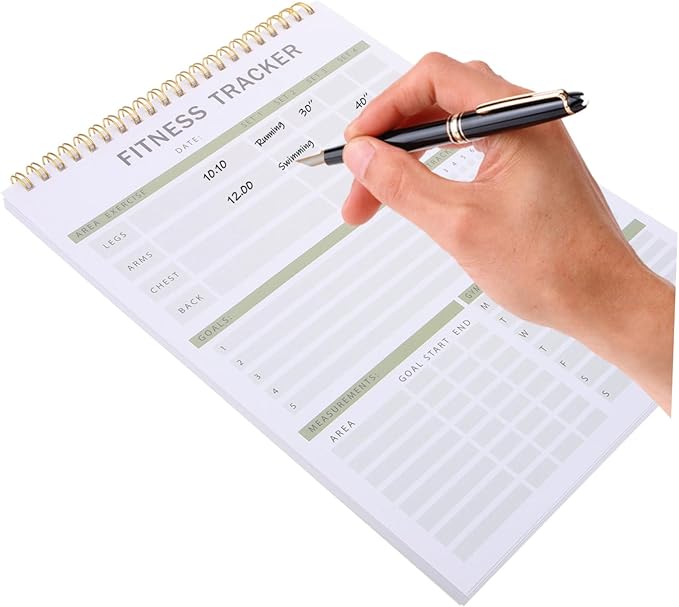 VICASKY Fitness Journal Notebook for Daily Training Sturdy Workout Planner Goal Setting 12-Month Fitness Agenda Notepad for Men Women Gym Enthusiasts