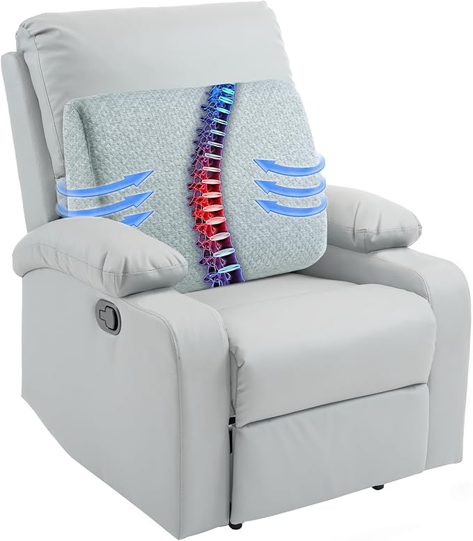 HOMBYS Lumbar Support Pillow for Recliner Chair, Memory Foam Back Support Cushion for Elderly,Extra Large Lumbar Support Pillow,Thick Backrest for Home Reading (Light Grey, 20“x13.5"x5")