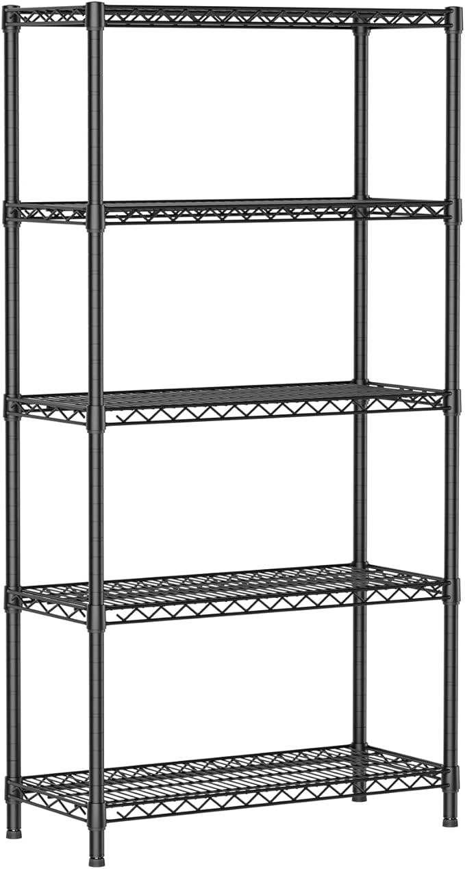 SINGAYE 5 Shelf Adjustable Heavy Duty Storage Shelving Unit 350 lbs per Shelf Steel Organizer Wire Rack Storage for Garage Office Pantry Ktichen Black 14" Dx36 Wx72 H