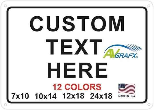Custom Signs Outdoor Metal for Home Office Business, Personalized, Door, Porch, Delivery, Man Cave, Shop, Garage, Street. For Outside or Inside Use. Our Metal Signs Are UV Printed Solid Aluminum 10x7 inches