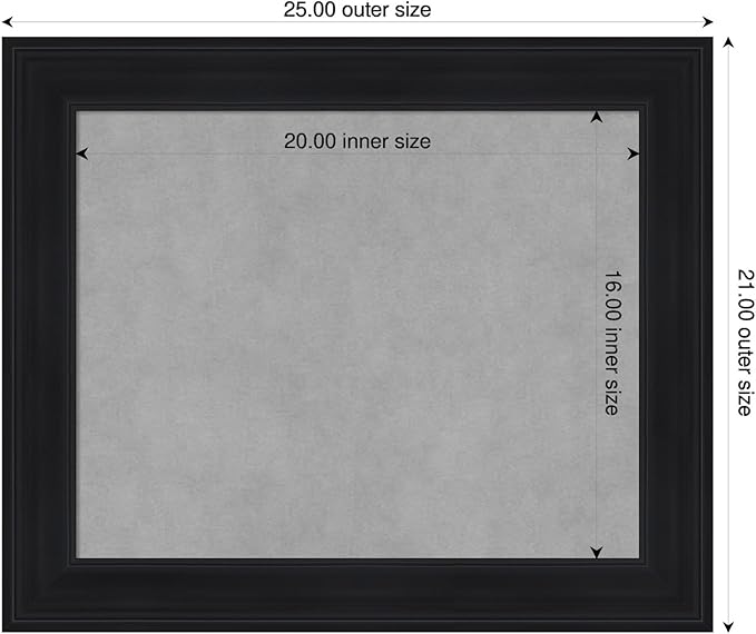 Amanti Art Black Framed Magnetic Board 21x25 Small Vision Board for use with Magnets, 100% Metal Sheet to Display Items as Office Decor or for Home Organization in mudroom, Kitchen or Kids Room