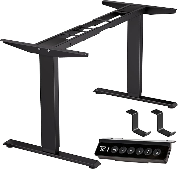 BIZUM Standing Desk Frame Dual Motor, Standing Desk Legs Up to 47.2", Computer Memory Desk Adjustable Table Legs with USB Ports for Home and Office, Black Frame Only