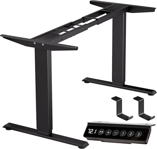 BIZUM Standing Desk Frame Dual Motor, Standing Desk Legs Up to 47.2", Computer Memory Desk Adjustable Table Legs with USB Ports for Home and Office, Black Frame Only