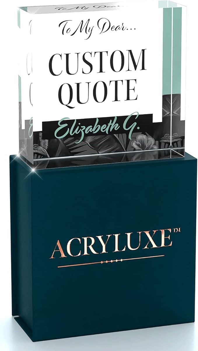 Custom Acrylic Sign Personalized, Custom Desk Name Plate, 18 Styles, (4"x4"), With Gift Box, USA Made by Acryluxe. (Holman)