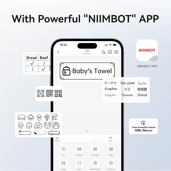 NIIMBOT B1 Label Maker with Tapes, 2 Inch Portable Thermal Label Printer for Home School Office Small Business, Address, Bakery, Crafts, Retail, Support Smartphones & PC, Silver