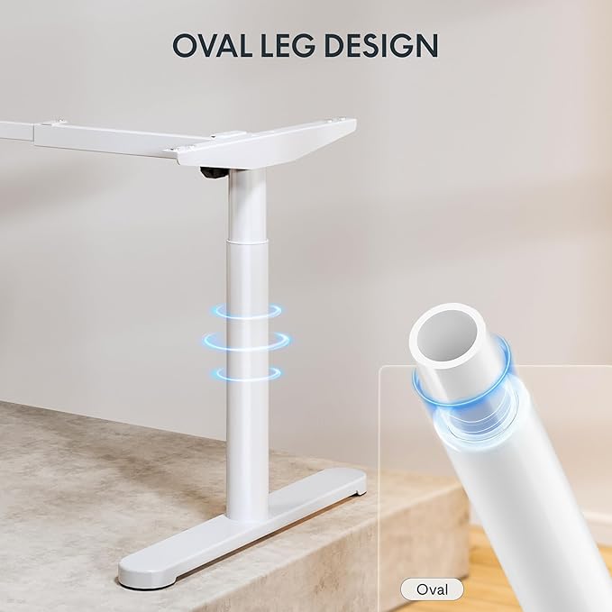 FLEXISPOT Bamboo Electric Standing Desk with Elegant Oval Legs, 60"x30" Height Adjustable Desk for Home Office & Living Spaces, White Frame