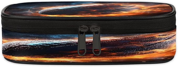 Pardick American Football Fire Pencil Case，Big Capacity Pencil Pouch Coin Pouch Stationery Organizer For Teen School