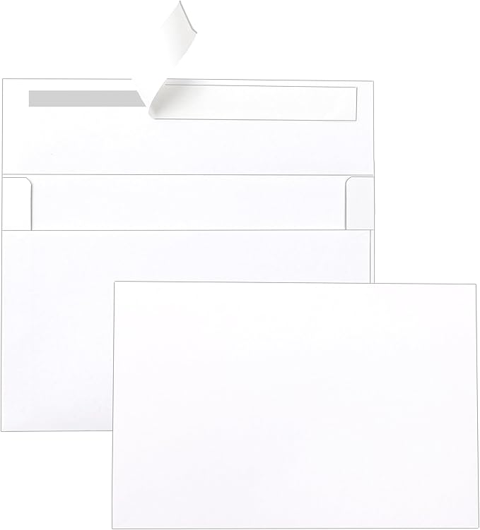 Silunkia White Blank Flat Cards and Envelopes 4 x 6 Heavyweight Single Panel Cardstock and A4 Envelopes Printable Self Seal 20 Packs for DIY Wedding Invitations, Birthday, Thank You Cards, Graduations