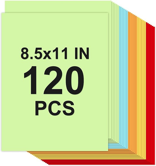 Cardstock Paper, 5 Colors Colored Cardstock 8.5x11, 120 Sheets Card Stock, 200GSM Thick Printer Paper 8.5x11, Colored Card Stock Paper for Greeting Cards, DIY Cards, Wedding Invitation, Postcards