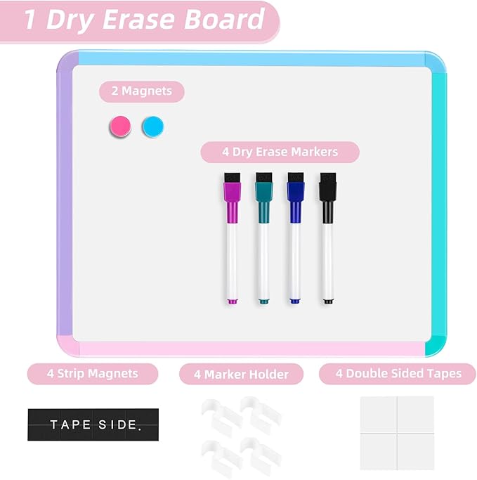 VUSIGN Small White Board Dry Erase, 11''x14'' Magnetic Dry Erase Board, Mini Whiteboard with Markers for Students, Fridge, Wall, Locker