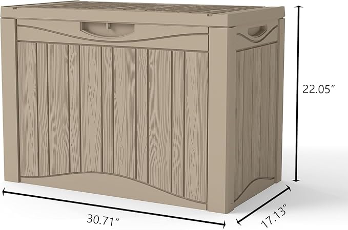 TARKARI 45 Gallon Lockable Resin Deck Box, Waterproof & UV-Resistant Outdoor Storage Box for Outdoor Cushion Storage, Garden Tools & Pool Accessories Storage, Gray