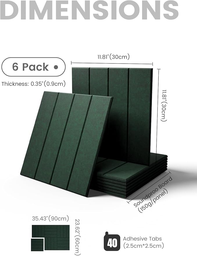Fluxynara Large Felt Bulletin Board 36"x24" Cork Board Alternative - 6 Pack with 40 Safe Removable Adhesive Tabs, Cork Boards for Walls Cork Board for Home Office Classroom Pin Board- Pine Green