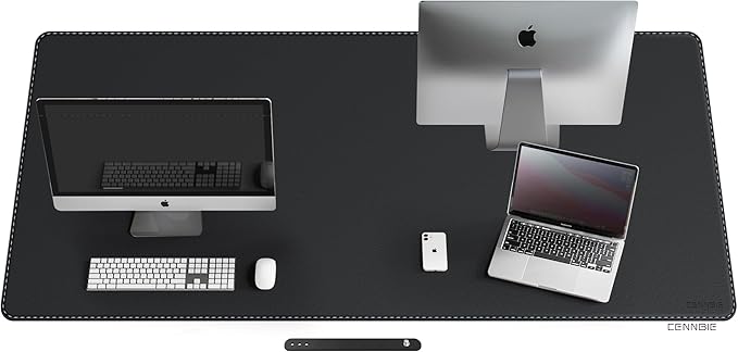 CENNBIE Leather Desk Mat Protector, XXL 74.8" x 31.4" Extra Large Leather Office Desk Pad Mat for Full Desk, Computer Desk Mat on top of desks - Oversized Large Mouse Pad (Black)