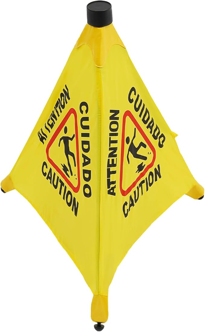 20 inch Wet Floor Sign 6 Pcs, Pop up Foldable Wet Safety Signs with Storage Tube Commercial Caution Safety Cone Pop up Caution Sign, for Stores Grocery Restaurant Restroom Office Hotel (6)