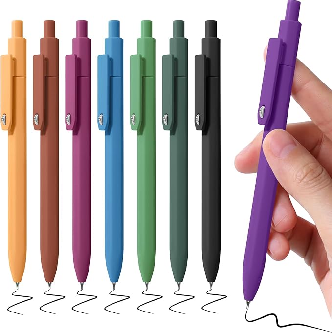 Piochoo Gel Pens,8 Pcs Black Ink Pens for Women, 0.5mm Fine Point Smooth Writing, High-End Series Retractable Pen for Journaling Note Taking Sketching No Bleed for Women Girls Nurse Teacher