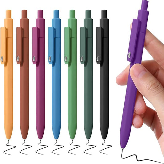Piochoo Gel Pens,8 Pcs Black Ink Pens for Women, 0.5mm Fine Point Smooth Writing, High-End Series Retractable Pen for Journaling Note Taking Sketching No Bleed for Women Girls Nurse Teacher