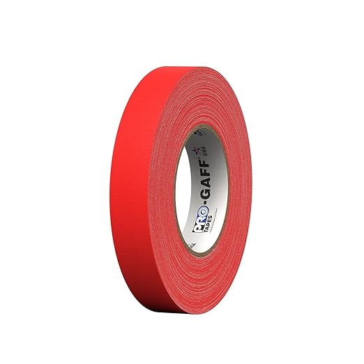 1" Width ProTapes Pro Gaff Premium Matte Cloth Gaffer's Tape With Rubber Adhesive, 11 mils Thick, 55 yds Length, Red (Pack of 1)