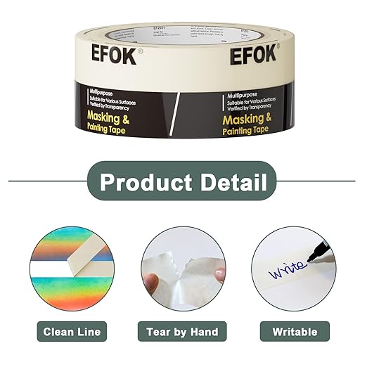 EFOK 10 Pack Masking Tape 2 Inch Wide Bulk, 2026 Upgrade White Painters Tape Anti-UV General Purpose, 1.88 Inch × 55 Yards Total 550 Yards