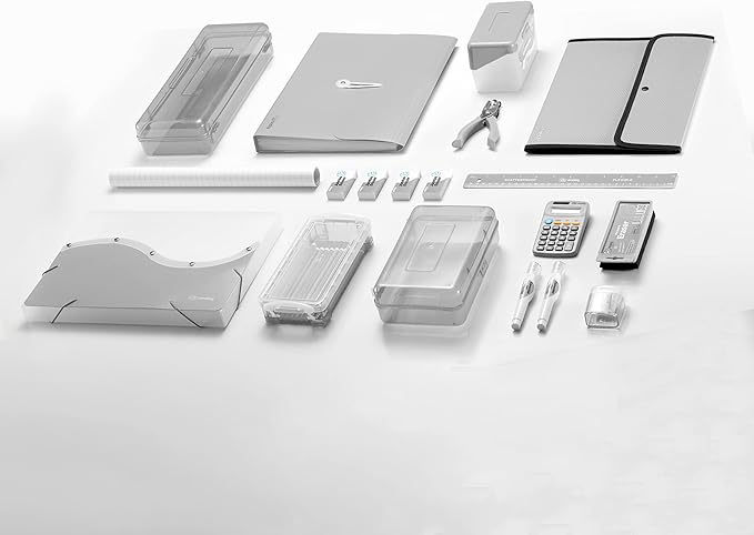 Accordion File Organizer Grey, 7 Pocket Expanding File and Cover Folder with Labels, Plastic Portable Desktop Letter A4 Paper, Also Available in Red, Green, Pink, Blue, Purple, 1 Pc – by Enday