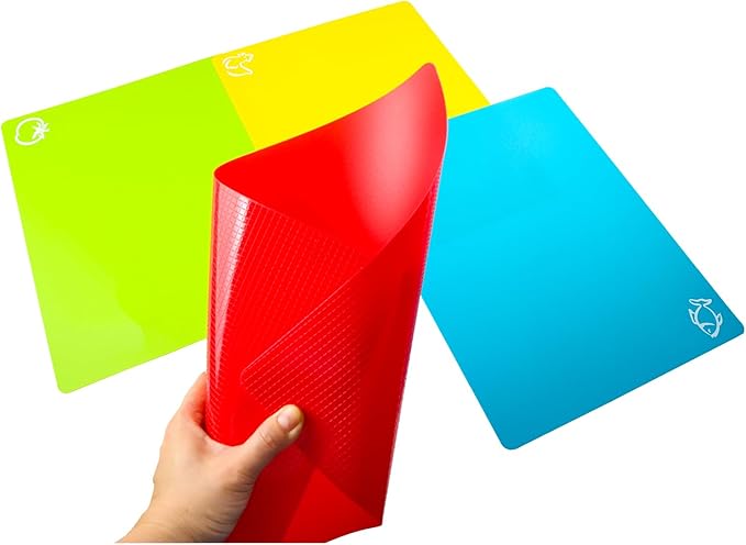 8 Pieces Flexible Cutting Board mats, Plastic Cutting Boards for Kitchen Cooking, Cutting board sheets for Meat and Vegetables, Dishwasher Safe