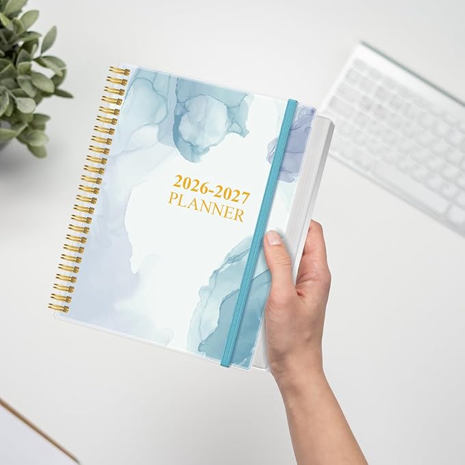 2026-2027 Planner - 18 Months Weekly & Monthly Planner from January 2026 - June 2027, Planners 2026-2027 with Elastic Closure, Inner Pocket, 8.5" x 11", Blue WaterColor