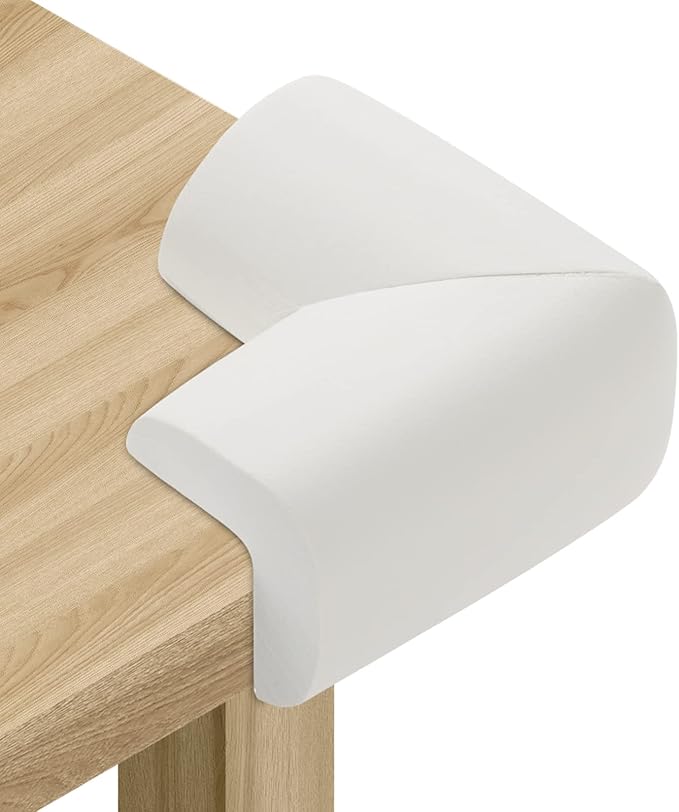 8 Pack Soft Corner Protector Baby Proofing Edge and Corner Guards, Safety Pre-Taped Rubber Foam,Child Safety Furniture Bumper, Corner Protectors for furniturey, Soft Sponge Table Corners, White