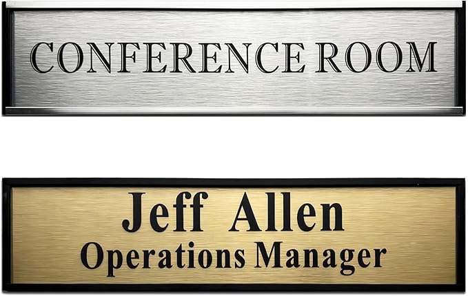 SINKAA Personalized Name Plate for Door or Wall, 2 x 8 inch Custom Office Aluminum Door Name Plates with Two Lines Custom Text, Office Gifts for Coworkers Boss Teacher, Employee Appreciation Gifts