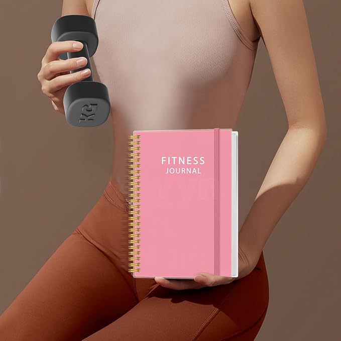 Fitness Journal for Women & Men - A5 Workout Journal/Planner Daily Exercise Log Book to Weight Loss, Gym, Muscle Gain, Bodybuilding Progress - Daily Personal Health & Wellness Tracker, Spiral-Bound, 5.8" x 8.3", Pink