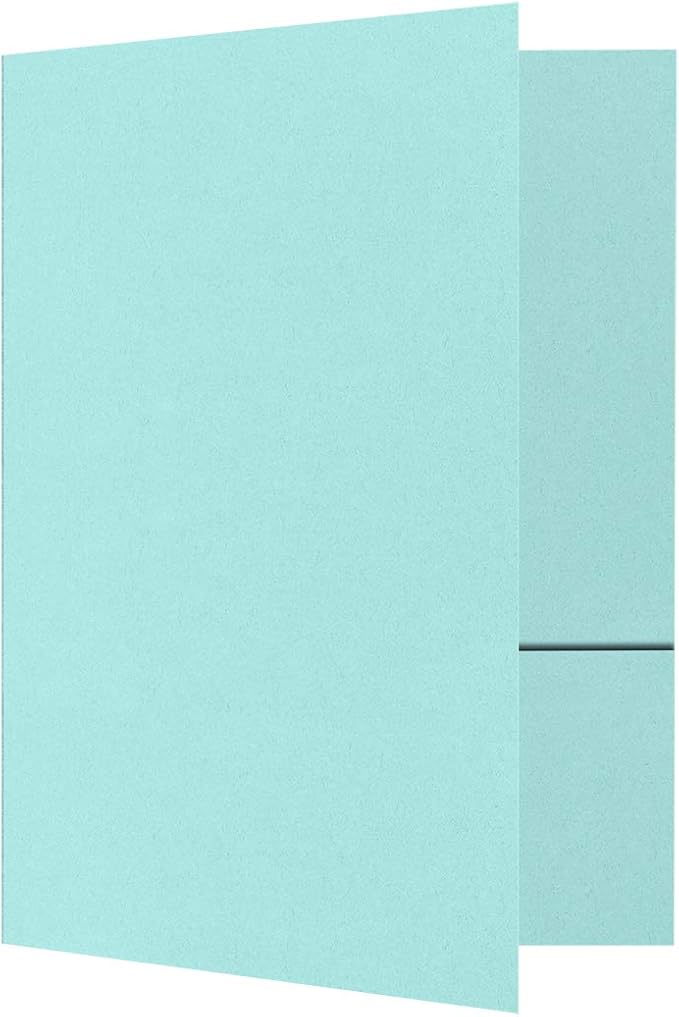 LUXPaper 9" x 12" Presentation Folders | Two Pocket | Seafoam Blue | 100lb. Cover | 10 Qty