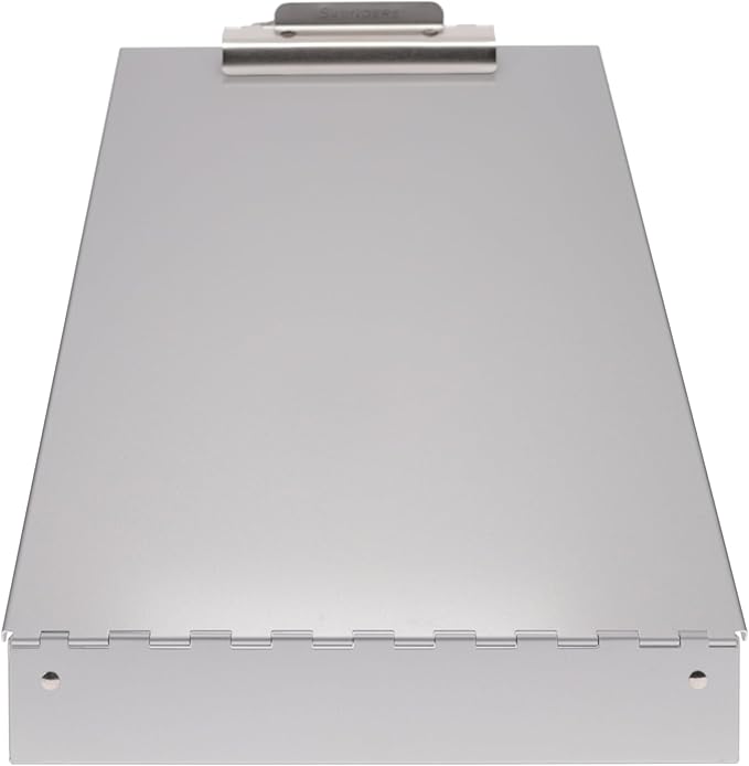 Saunders Metal Clipboard with Storage, Silver Single Layer Nursing Clipboard Folio, Letter Size Paper Organizer, Steel Clip with Self Locking Latch, Form Holder for Office, School & Work - Made in USA