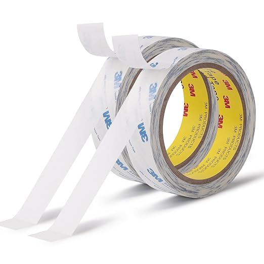 Double Sided Tape 9448A 1" x 33Ft Pack of 2 Made of 3M Super Sticky Adhesive Tape Ultra Thin Translucent Tissue Tape for Laptop Cell Phone Repairs Arts Crafts