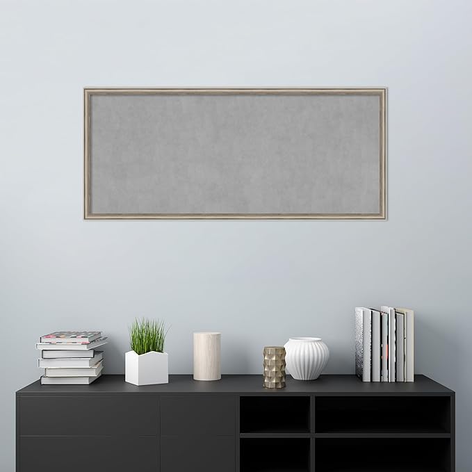 Amanti Art Silver Framed Magnetic Board 22x50 Oversize Vision Board for use with Magnets, 100% Metal Sheet to Display Items as Office Decor or for Home Organization in mudroom, Kitchen or Kids Room