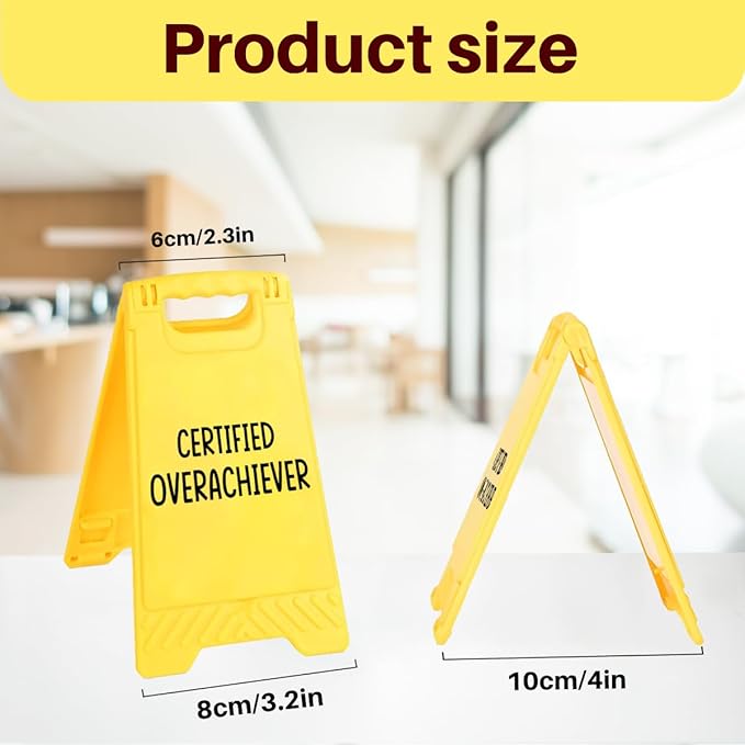 Funny Office Desk Accessories,Motivational Affirmations Office Cubicle Decor,Desk Decor,Phone Holder Mirror Acrylic Table Signs,Daily Desktop Corporate Work Humor Gifts for Coworker HR(Overachiever)
