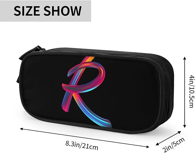Pazacon Cute Initial Pencil Case for Kids Students, Large Capacity Pencil Pouch for Boys Girls, Letter Design Pencil Box Pen Bag Office Stationery Organizer, Rainbow Letter R
