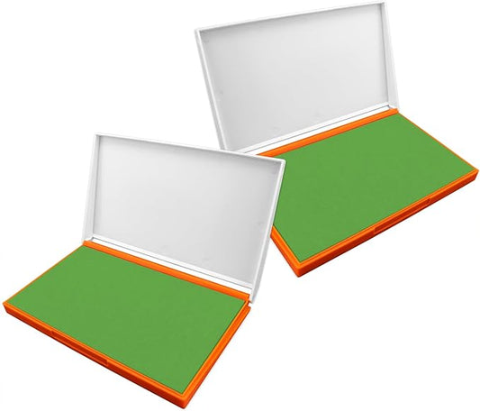 2 Pack Plastic Case Stamp Pad Large Size, Olive Green Color - Size: 4" x 7" - Choose from 15 Ink Colors
