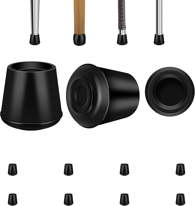 1/4" Round Rubber Furniture Leg Tips Caps, 8 Pack Black Extra Small Furniture Leg Floor Protectors (Fit: 6mm to 7mm)