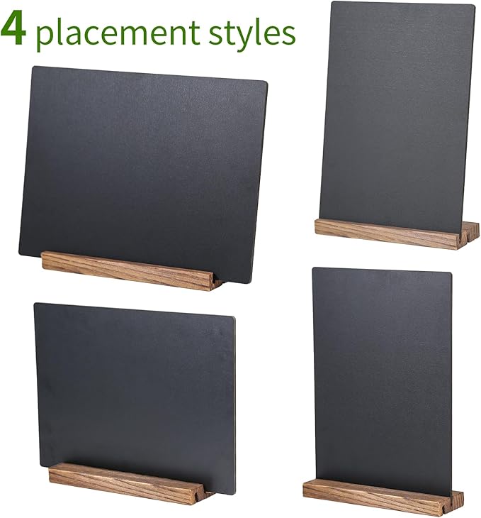 8.6x11.7 Chalkboard Signs with Base for Tabletop Decor Double Sided, Mini Chalkboard for Restaurant Food Menu, Kids Message Board, Wedding Party (1 Pack, L/T 2-Slot)