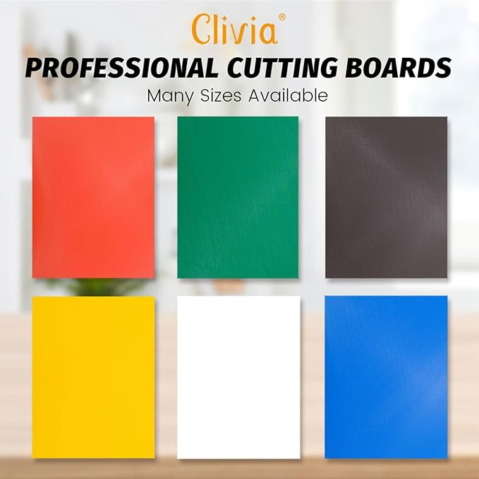 CLIVIA Commercial Grade Cutting Board for Kitchens,Plastic Chopping Board, 20 x 15 x 1/2 Inch, Multi-Color 6 of Pack Set,NSF Certified,for Vegetable Meat or Cheese