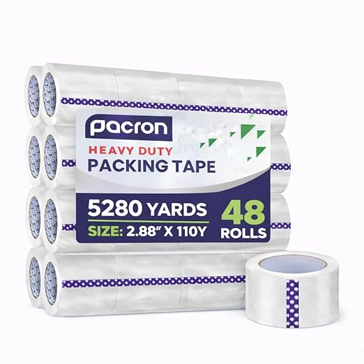 Clear Packing Tape - 48 Heavy-Duty Wrapping Tape - 110-Yard Length, 5280 Total Yards 2.88-Inch Wide Strong Adhesive Rolls for Moving Boxes, Office Packaging, Storage Organization & Warehouse Shipping